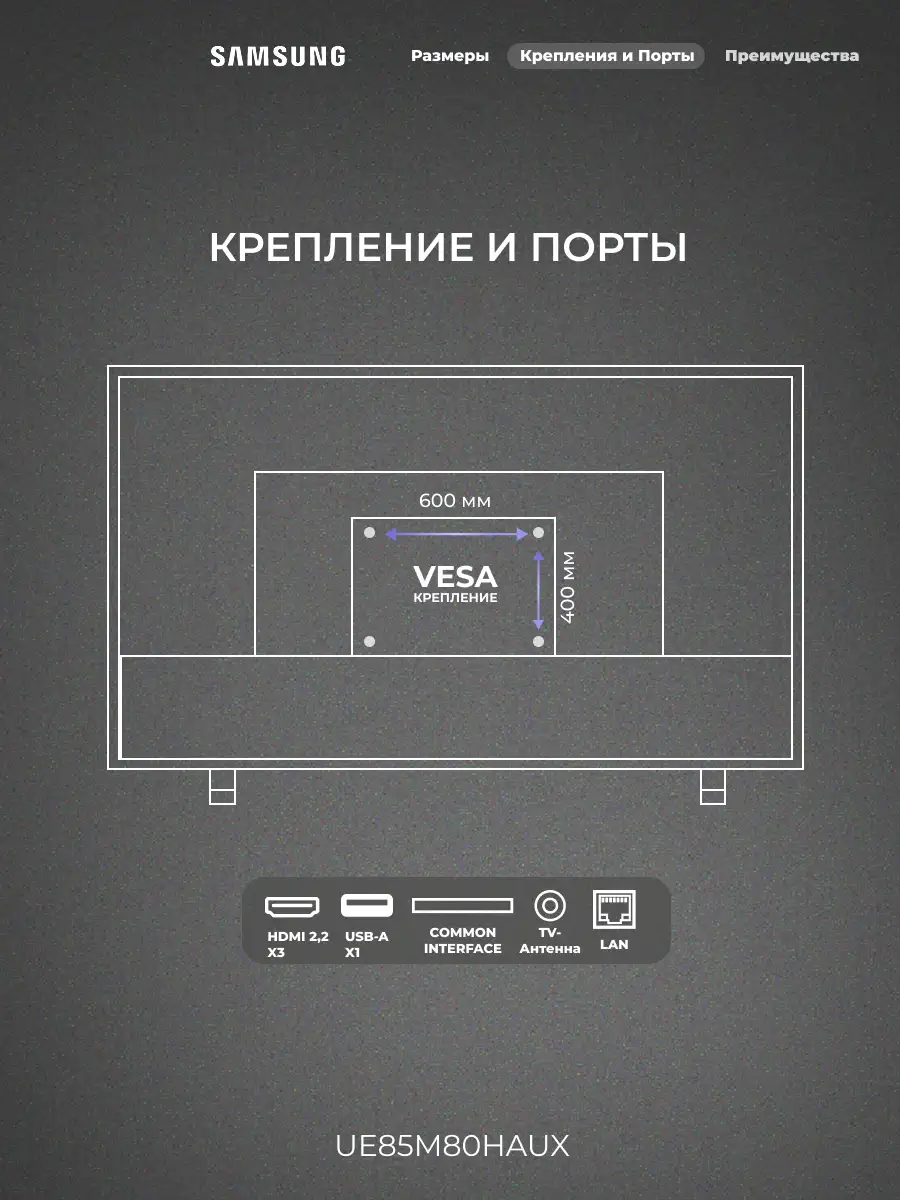 Mini-LED телевизор Samsung UE85M80HAUXCE - фото 4