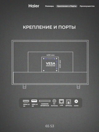 HQLED телевизор Haier 65 S3 - фото 4
