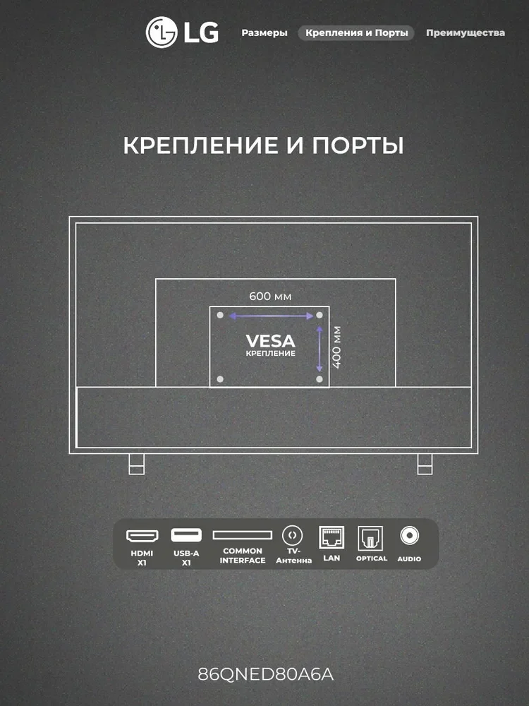 QNED телевизор LG 86QNED80A6A - фото 4