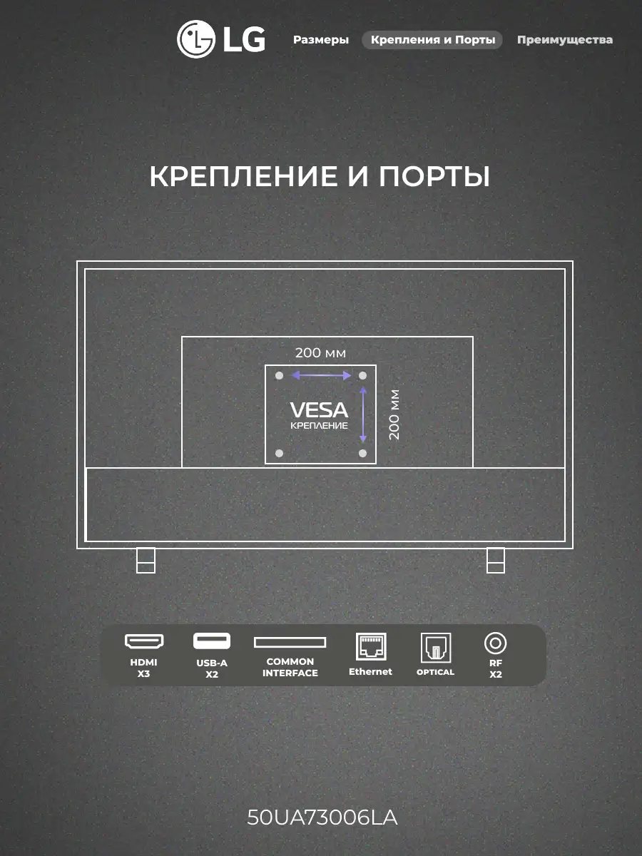 LED телевизор LG 50UA73006LA - фото 8