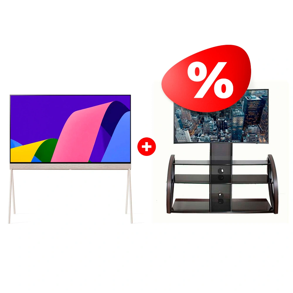 Комплект OLED телевизор LG Lifestyle Pose 55LX1Q6LA + ТВ тумба Mart Каскад 65″ 
