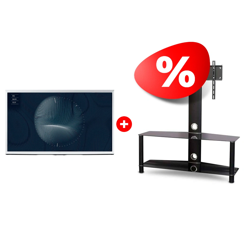 Комплект QLED телевизор Samsung The Serif QE55LS01BAUXCE + ТВ тумба Mart Аврора 42″ 