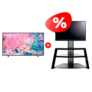 Комплект QLED Телевизор Samsung QE75Q60BAUXCE + ТВ тумба Mart Кристалл К 65″ 