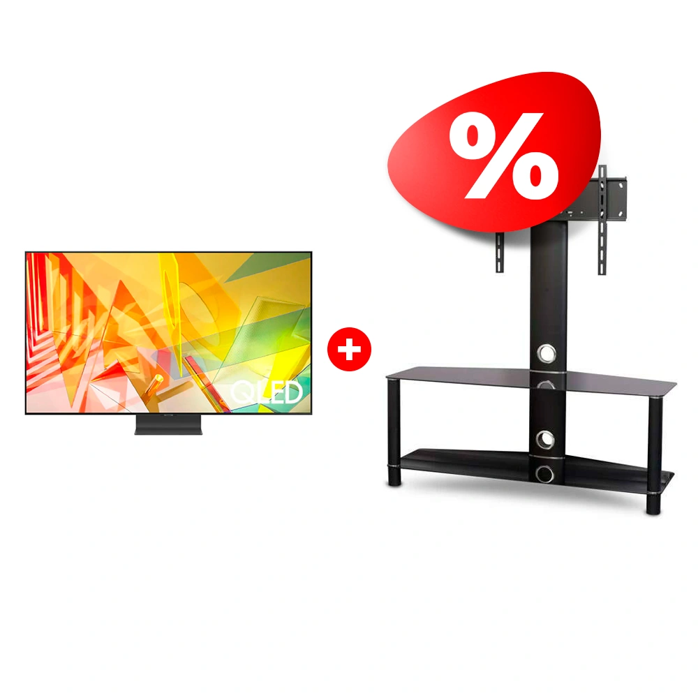 Комплект QLED телевизор Samsung QE55Q95TAUXCE + ТВ тумба Mart Аврора 42″ 