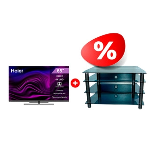 Комплект HQLED телевизор Haier 65 S6 AX Pro + ТВ тумба Стеклокомплекс ТV-SR 921/4 