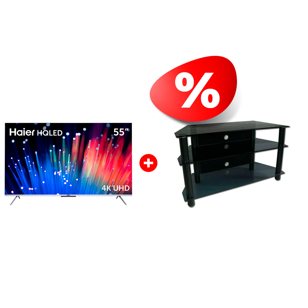 Комплект HQLED телевизор Haier 55 S3 + ТВ тумба Стеклокомплекс ТV-SR 921/3