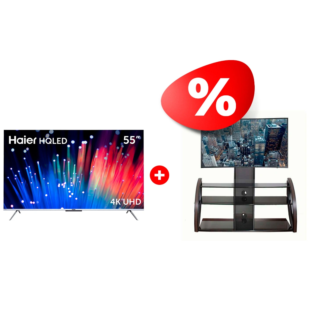 Комплект HQLED телевизор Haier 55 S3 + ТВ тумба Mart Каскад 65″