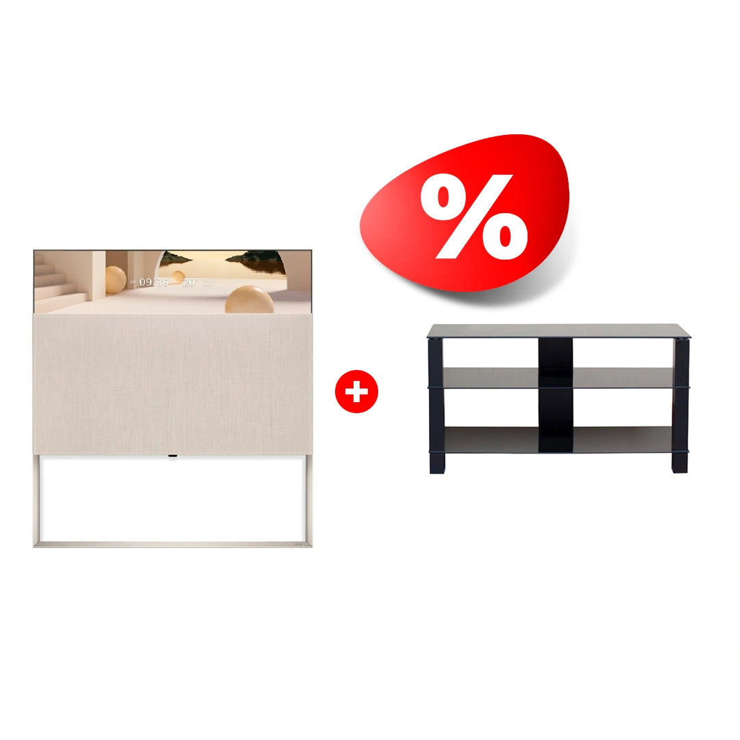 Жиынтық LG Lifestyle Easel теледидары 65ART90E6QA + Mart сөресі Рим 46″ 