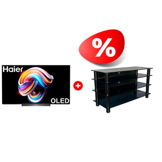 Жиынтық Haier OLED теледидары 55 S9 Pro + Стеклокомплекс сөресі ТV-SR 920/4 