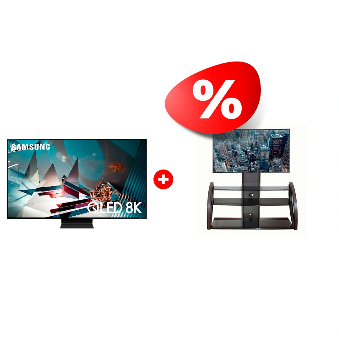Комплект QLED 8K телевизор Samsung QE65Q800TAUXCE + ТВ тумба Mart Каскад 65″