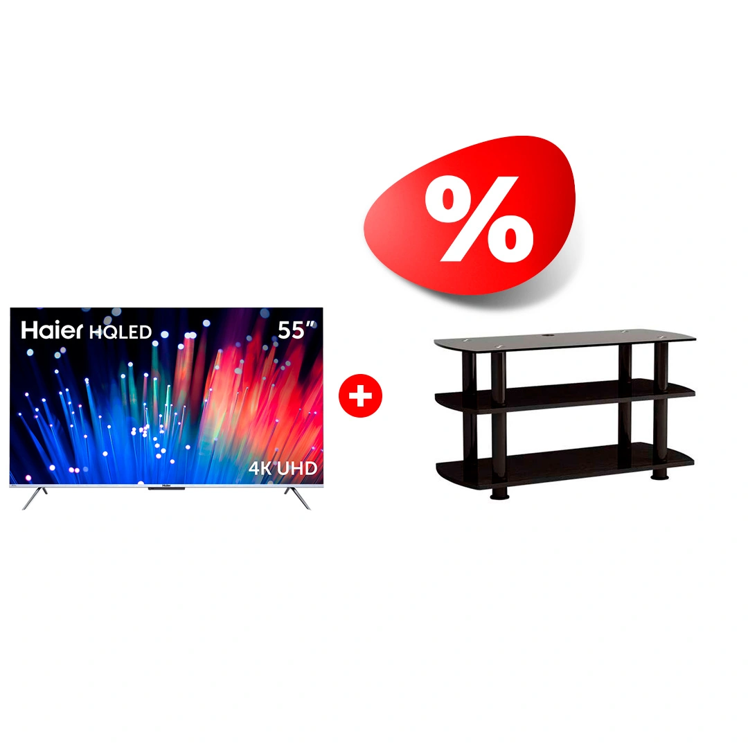 Жиынтық HQ LED Haier теледидары 55 S3 + Elenberg сөресі T3005 