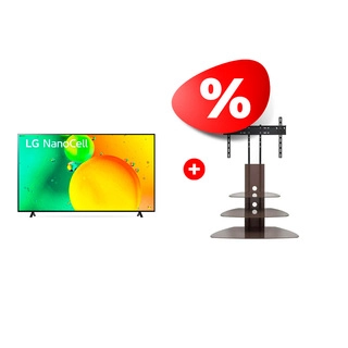 Комплект NanoCell телевизор LG 75NANO756QA + ТВ тумба Mart Плаза-Консоль 50″ 