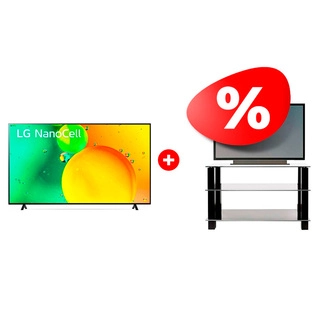 Комплект NanoCell телевизор LG 75NANO756QA + ТВ тумба Mart Эдельвейс 42″ 