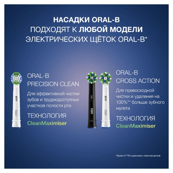 Насадки для электрической зубной щетки Oral-B Cross Action CleanMaximiser Black 2 шт для тщательного удаления налета - фото 7