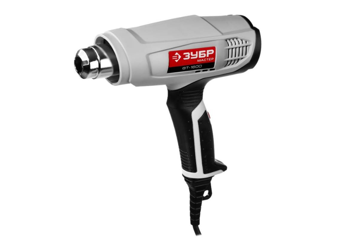 Строительный фен Зубр ФТ-1600 серый 