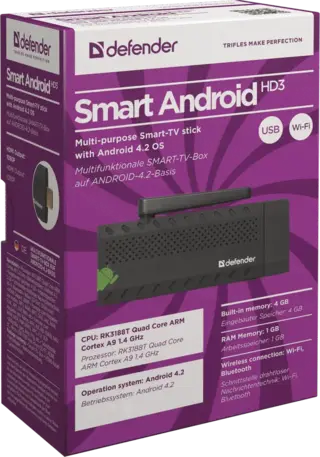 Android приставка Defender Smart 4 ядра, 1G+4G, Bluetooth