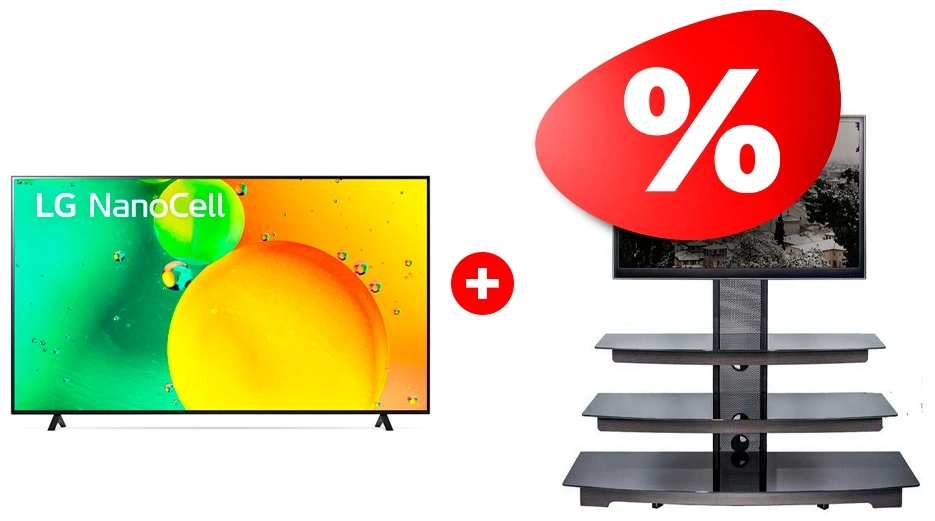 Комплект ТВ тумба Mart Верона 65″ + NanoCell телевизор LG 75NANO756QA 