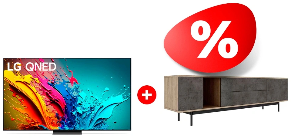 Комплект ТВ тумба MART Агат 1800 85″ + QNED телевизор LG 65QNED86T6A 