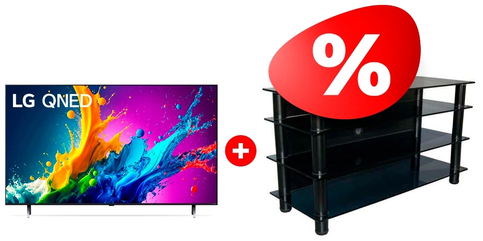 Комплект ТВ тумба Стеклокомплекс ТV-SR 920/4 + QNED телевизор LG 65QNED80T6A 