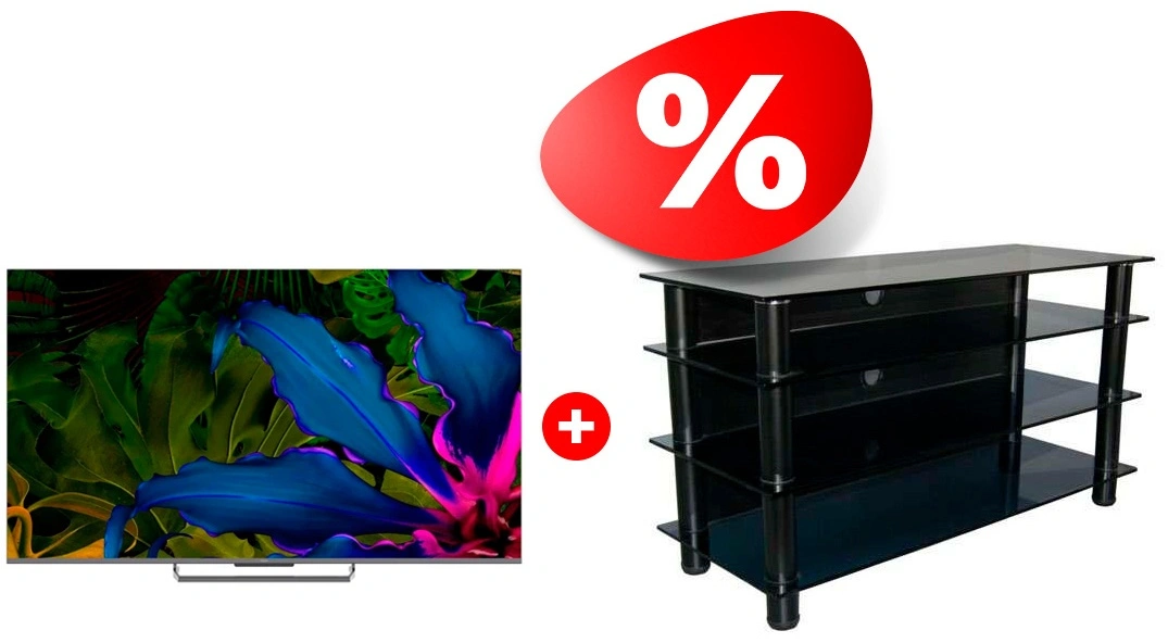 Жиынтық Стеклокомплекс сөресі ТV-SR 920/4 + Haier QLED теледидары 65 S6 