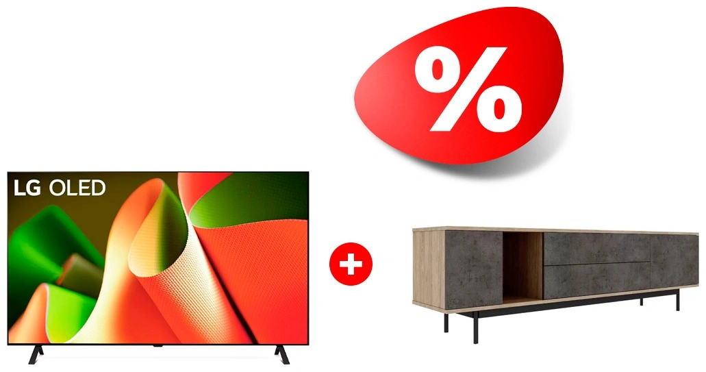 Комплект ТВ тумба MART Агат 1800 85″ + OLED телевизор LG OLED55B4RLA 