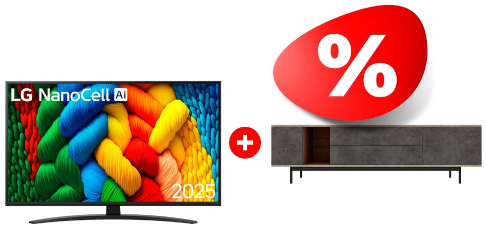 Комплект ТВ тумба MART Агат 1800 85″ + LED телевизор LG 55NANO81A6A 