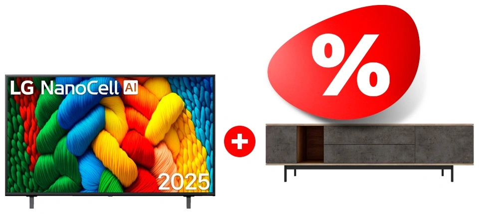 Комплект ТВ тумба MART Агат 1800 85″ + LED телевизор LG 55NANO80A6B 