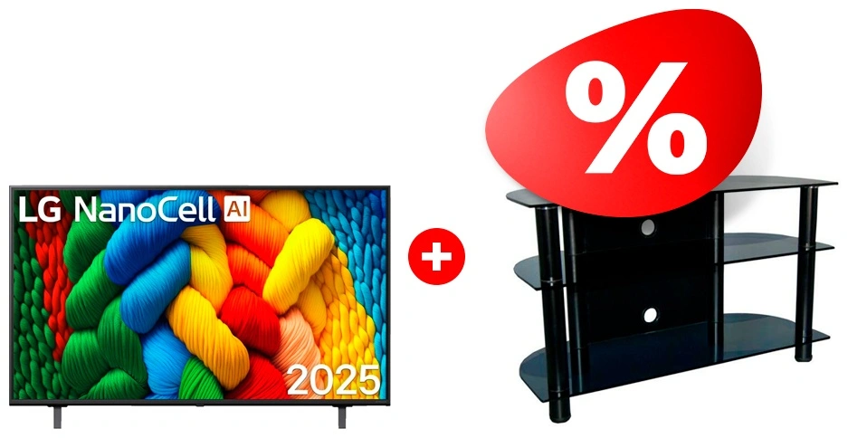 Комплект ТВ тумба Стеклокомплекс ТV-SR 1000/3 + LED телевизор LG 65NANO80A6B 