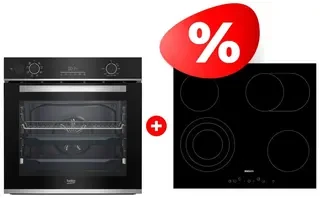 Комплект Электрическая варочная поверхность Beko HIC 64404 T + Встраиваемый духовой шкаф Beko BBIS13300XMSE 