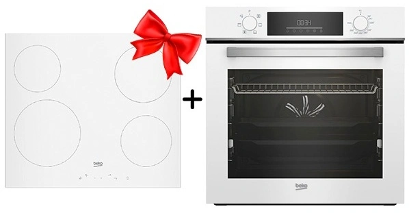 Комплект Электрическая варочная поверхность Beko HIC64400W + Встраиваемый духовой шкаф Beko BBIE18300W 