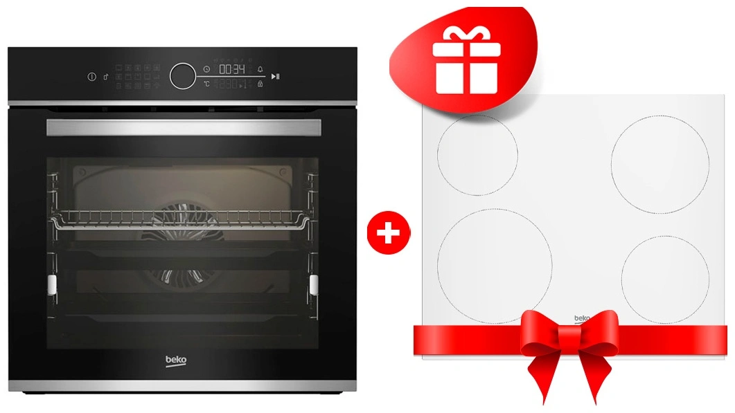 Комплект Электрическая варочная поверхность Beko HIC64400W + Встраиваемый духовой шкаф Beko BBIM13400XCS 
