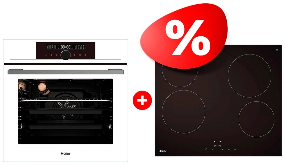 Жиынтық Стеклокерамическая варочная поверхность Haier HHY-C64NVTB + Haier кіріктірілетін тұмша шкафы HOX-FP5AWB 