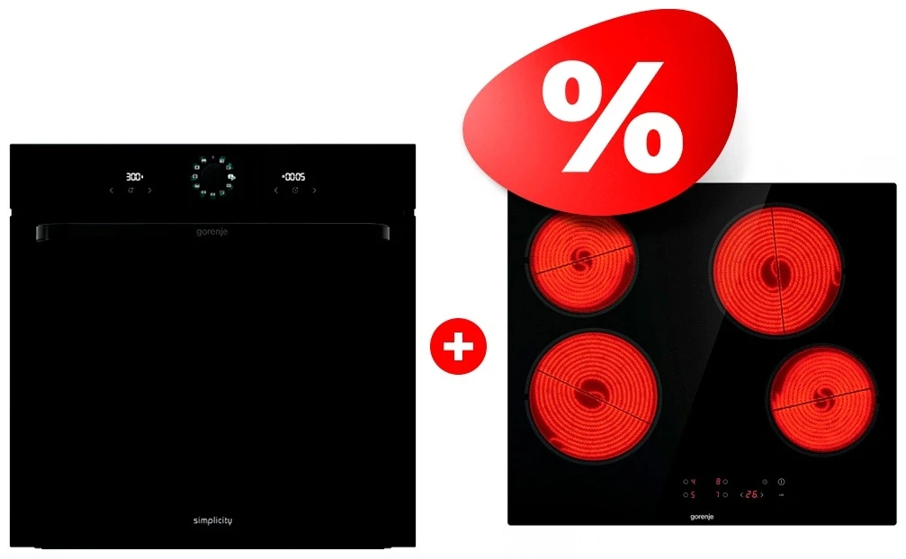 Комплект Стеклокерамическая варочная панель Gorenje ECT64BSCE + Встраиваемый духовой шкаф Gorenje BOS6737SYB