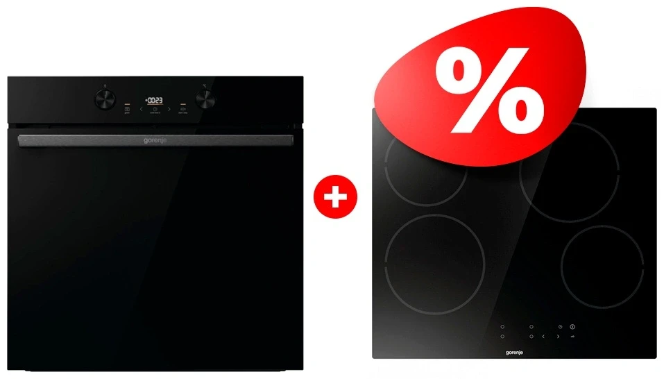 Жиынтық Gorenje шыны керамикалық плита ECT64BSCE + Духовой шкаф Gorenje BOS6737E20FBG 