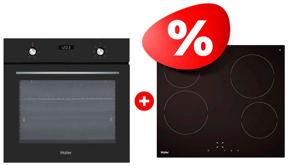 Жиынтық Стеклокерамическая варочная поверхность Haier HHY-C64NVTB + Haier кіріктірілген тұмшапеш HOX-P06HGB 