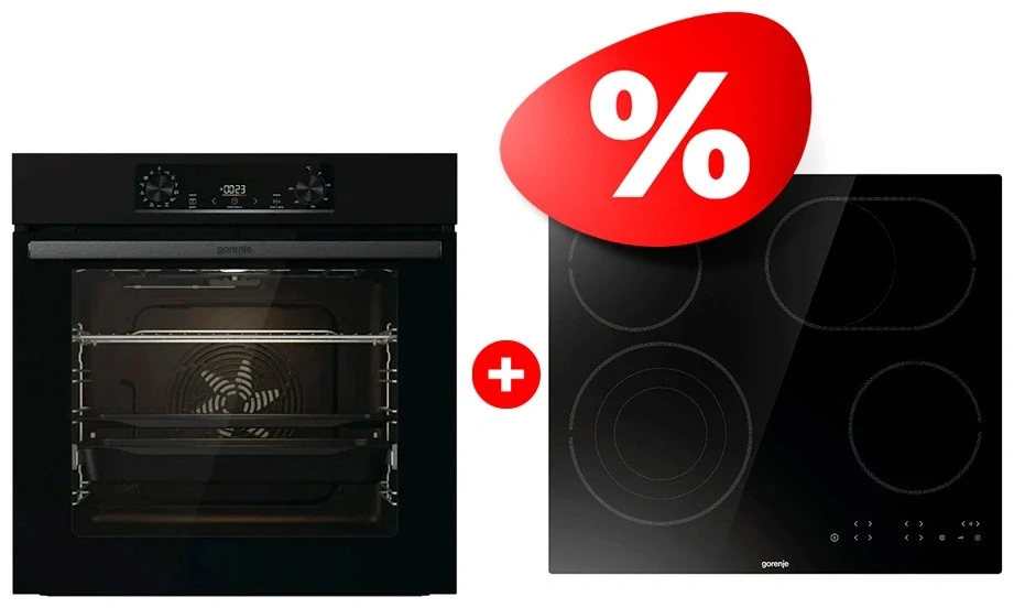 Жиынтық Стеклокерамическая варочная панель Gorenje ECT646BSCE + Встраиваемый духовой шкаф Gorenje BOS6737E06B 