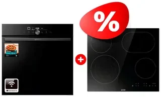 Комплект Стеклокерамическая варочная панель Gorenje ECT646BSCE + Встраиваемый духовой шкаф Gorenje GO66E PIZZA350C 