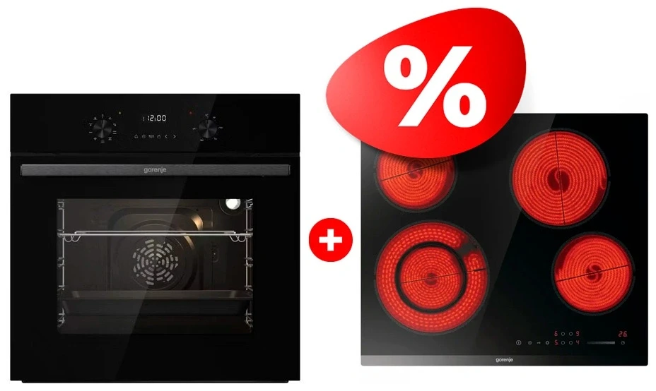 Комплект Стеклокерамическая варочная поверхность Gorenje ECS642BCSCE + Встраиваемый духовой шкаф Gorenje BO6737E02NBG 