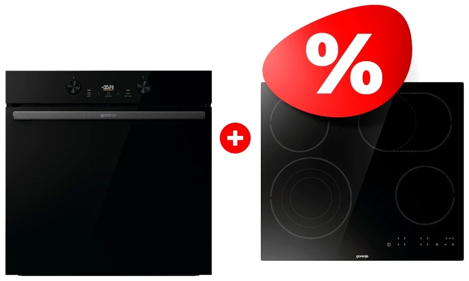 Комплект Стеклокерамическая варочная панель Gorenje ECT646BSCE + Духовой шкаф Gorenje BOS6737E20FBG 