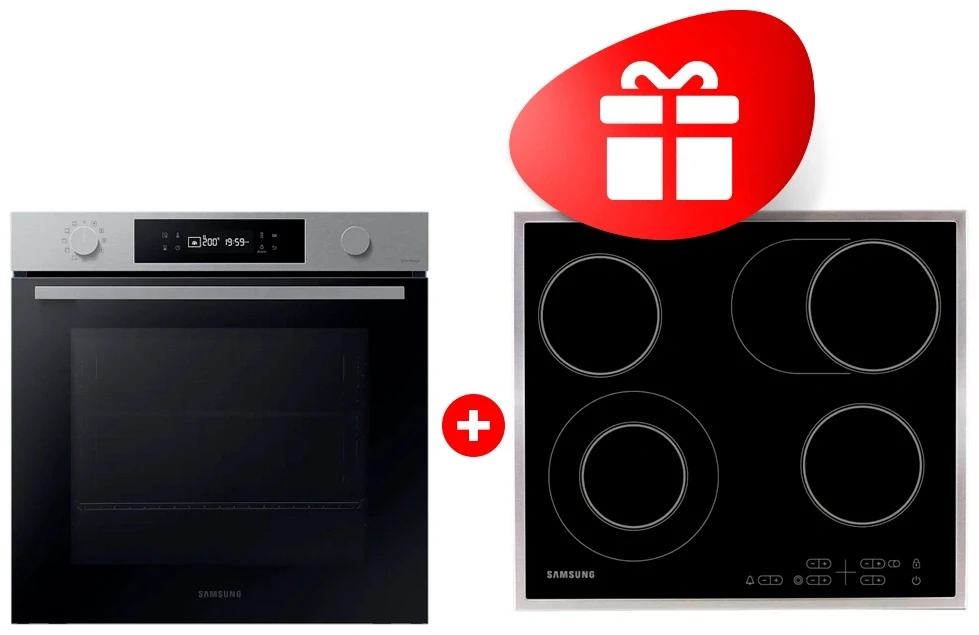 Жиынтық Электрическая варочная поверхность Samsung NZ64T3516CK/WT + Встраиваемый духовой шкаф Samsung NV7B4125ZAS/WT 