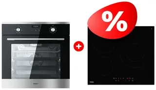 Комплект Стеклокерамическая варочная панель Haier HHK-C63NDB + Встраиваемый духовой шкаф Haier HOX-P09CGBX 
