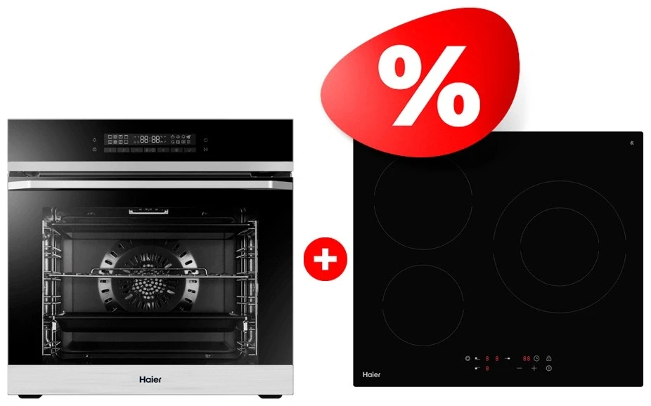 Комплект Стеклокерамическая варочная панель Haier HHK-C63NDB + Встраиваемый духовой шкаф Haier HOQ-P16AN5SX 