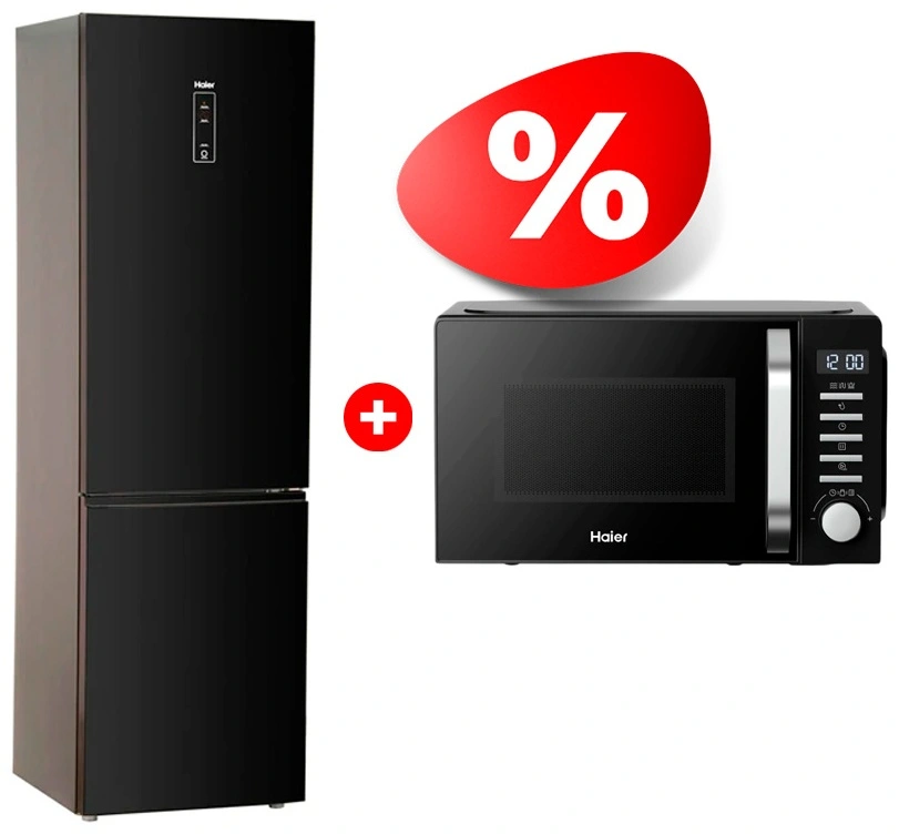 Комплект Микроволновая печь Haier HMB-DG208BA TD0045261 + Холодильник Haier C2F637CGBG 