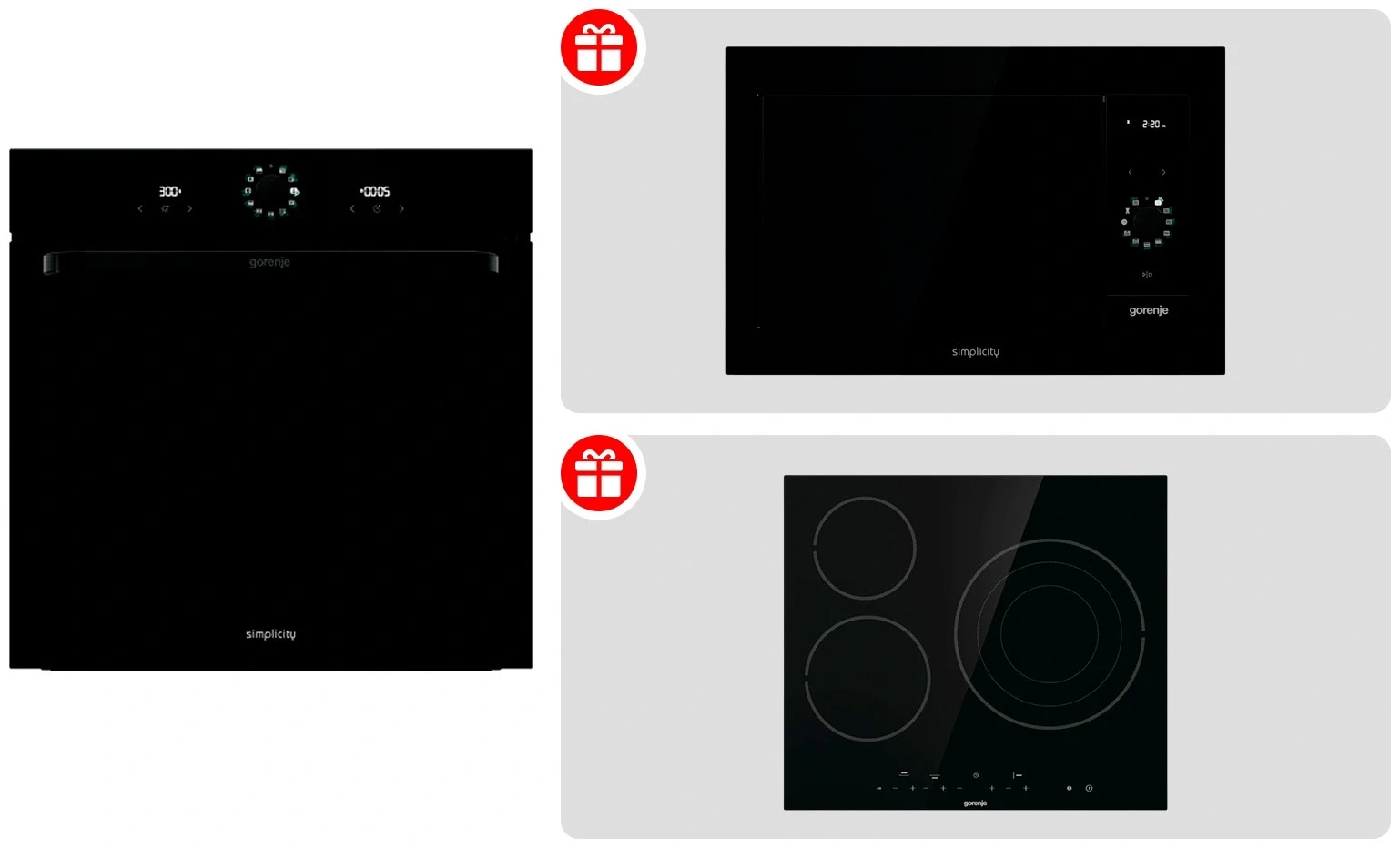 Комплект Встраиваемая микроволновая печь Gorenje BM235G1SYB + Стеклокерамическая варочная панель Gorenje ECT632BSCE + Встраиваемый духовой шкаф Gorenje BOS6737SYB 