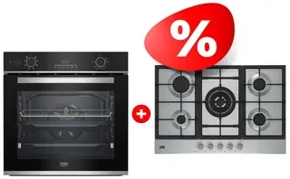 Комплект Газовая варочная поверхность Beko HIAW 75225 SX + Встраиваемый духовой шкаф Beko BBIS13300XMSE 