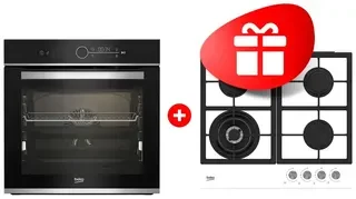 Комплект Газовая варочная поверхность Beko HILW 64225 SW + Встраиваемый духовой шкаф Beko BBIM13400XCS 