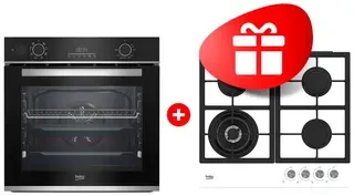Комплект Газовая варочная поверхность Beko HILW 64225 SW + Встраиваемый духовой шкаф Beko BBIS13300XMSE 