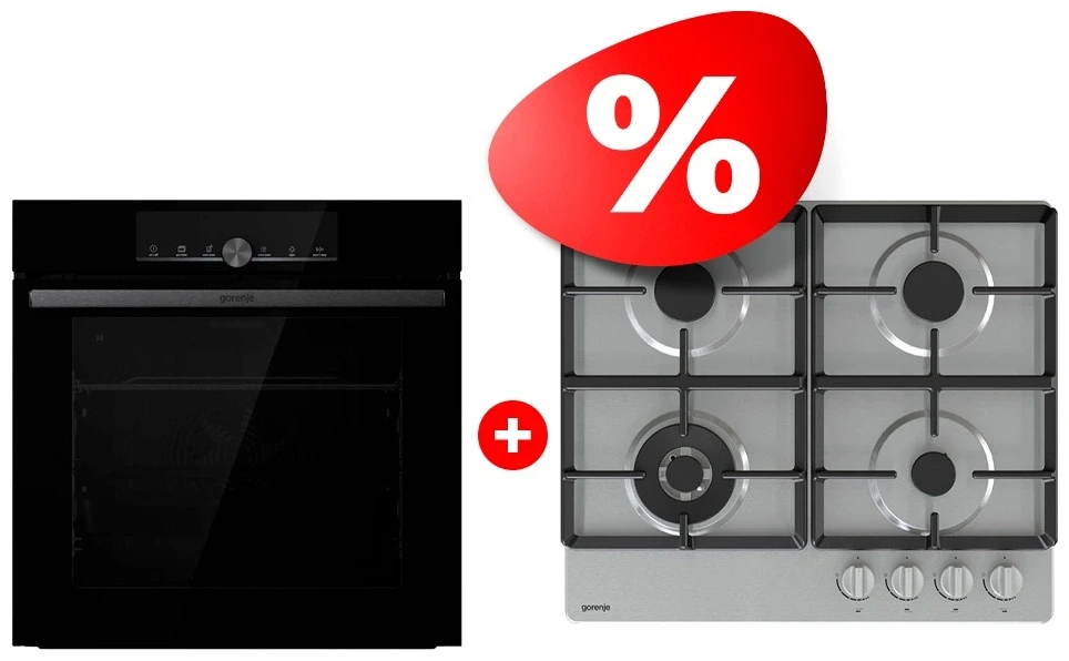 Комплект Газовая варочная панель Gorenje GW641XHF + Встраиваемый духовой шкаф Gorenje BOS6747A01BG 