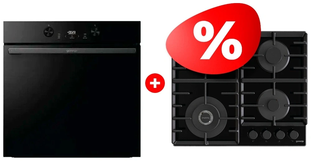 Комплект Газовая варочная поверхность Gorenje GTW642SYB + Встраиваемый духовой шкаф Gorenje BOS6737E05DBG 