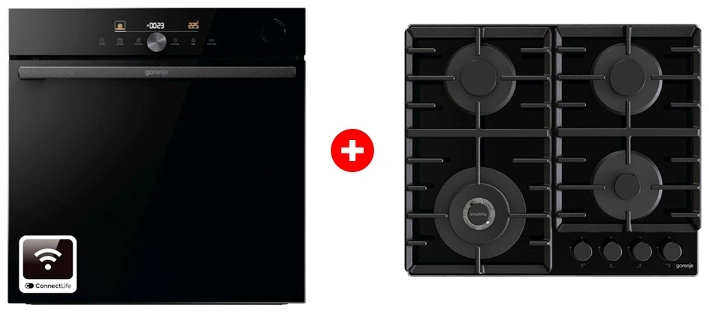 Комплект Газовая варочная поверхность Gorenje GTW642SYB + Встраиваемый духовой шкаф Gorenje BPSA6747DGWI 